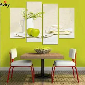 

4 Panels kitchen fruit Decoration Canvas Abstract Painting on Wall Hanging Combinative Picture, Free Shipping