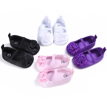 

Newborn baby girl princess spring and autumn solid color flowers children's shoes