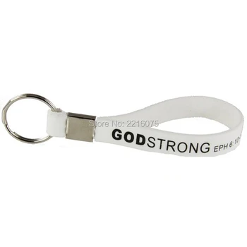 

300pcs keyring Religious imprinted God Strong EPH 6:10-11 keychain wristband silicone bracelets free shipping by DHL express