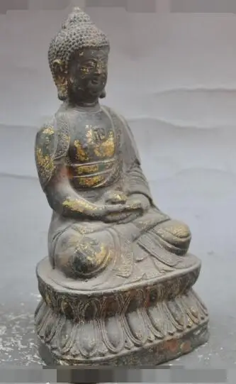

S05846 7" old Tibet Buddhism Bronze gilt Shakyamuni Sakyamuni Buddha Hold Bowl Statue