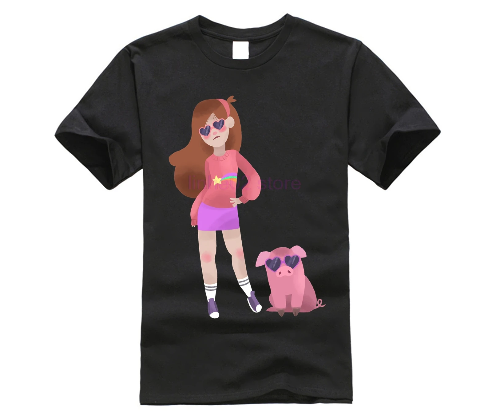 

Gravity Falls Mabel Pines Dipper Pines Waddles Man T Shirt Cool Classic T-Shirt Men O Neck Tee Guys Personality Tee Shirt