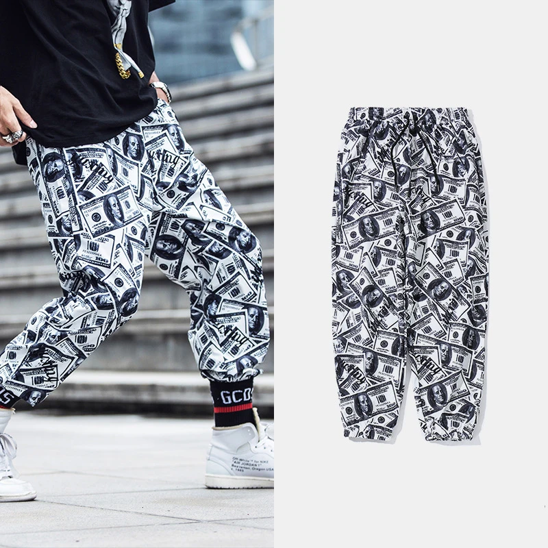 

WXCTEAM Men Jogger Pants Casual New Fashion Dollars 3D Printed Paper Money Unisex Long Length Trousers Comfortable Sweatpants