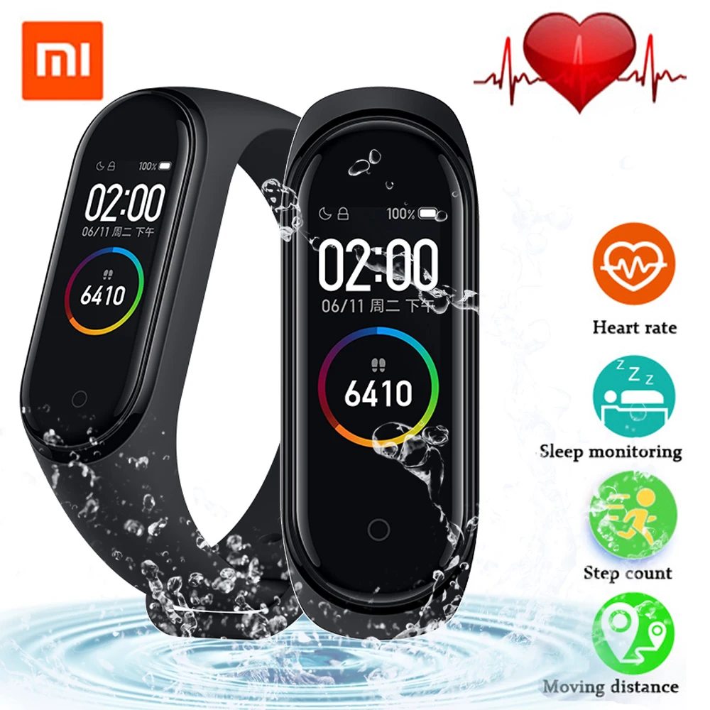 Оригинальные Смарт часы Xiaomi Mi Band 4 международная версия фитнес браслетов браслет