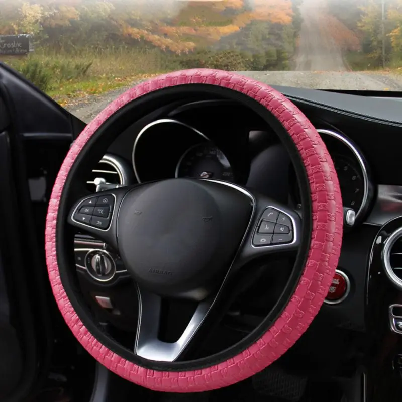 

2019 2019 New Woven Leather Elastic Without Inner Ring Car Steering Wheel Cover Comfortable Shock Absorptian Installing Easily