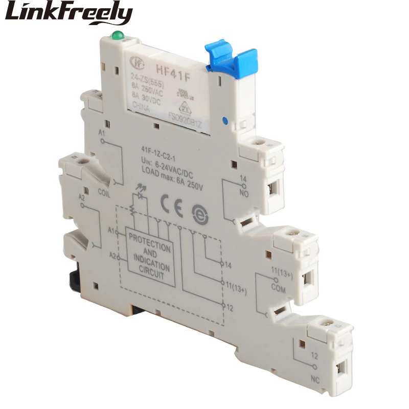 HF41F 24 ZS 1 шт. тонкое реле Din Rail мощности PCB держатель катушки В постоянного тока