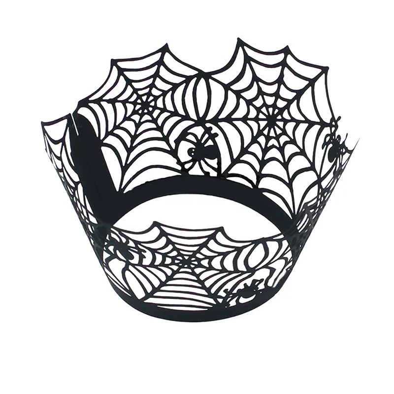 

24pcs Black Spiderweb Laser Cut Cupcake Wrappers Wraps Liners Wedding Birthday Party Halloween Cake Decoration MU