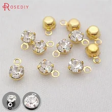 100 шт, 4 мм, 5,5 мм, 8 мм, латунные Стразы со стеклом, стразы с одним отверстием, амулеты, бусины для самостоятельного изготовления ювелирных изделий