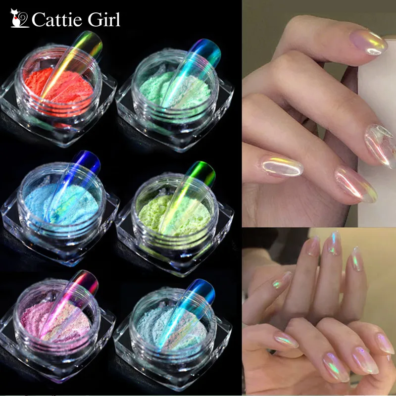 

0.2g Aurora Mermaid Super Flashing Laser Nail Powder for UV Gel Polish Powder Dream Nail Glitter Dust Nail Art Chrome Pigment