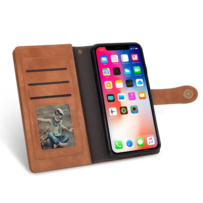 Wallet Case for iPhone XS Case Leather Vintage Flip Cover for iPhone 6 6s 7 8 Plus X XR XS Max Cases Card Holder Multi Function (21)
