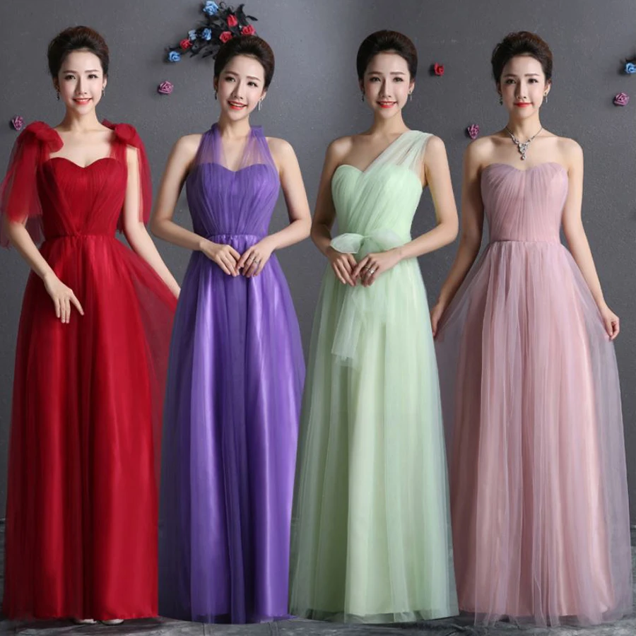 

Robe demoiselle d'honneur HOT Tulle burgundy lavender mint green blush pink convertible bridesmaid dresses long cheap