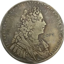 1728 Россия 1 один рубль Pyotr II Мельхиор покрытый серебром коллекционные игрушки имитация монеты
