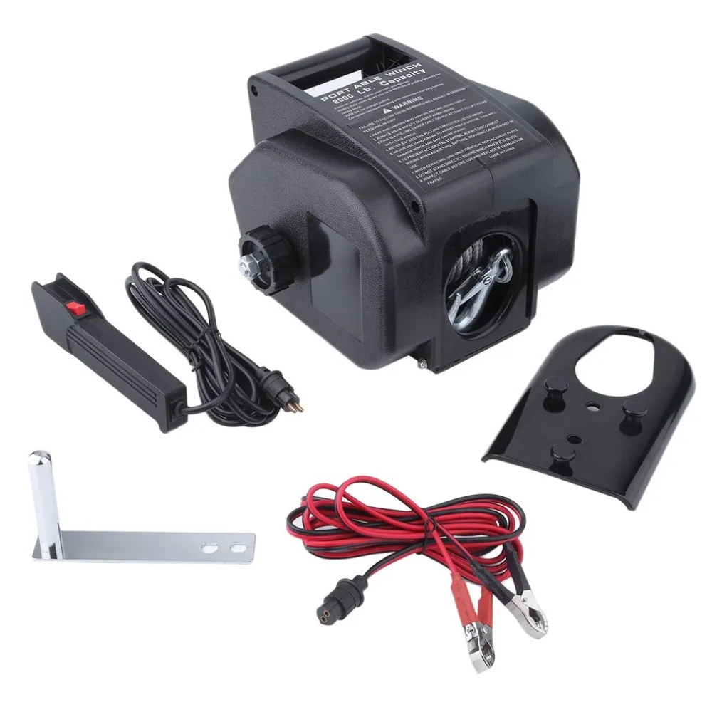 

12V 2000LBS/907kg Pulling Capacity Detachable Portable Electric Winch Marine Boat 4WD Electric Automatic Crawler Winch Lifting