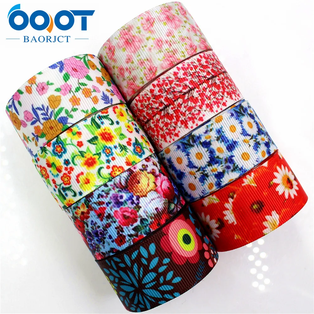 

OOOT BAORJCT 175162,1'' 25MM flowers Printed grosgrain ribbon,DIY handmade hair accessories accessories, gifts wedding party