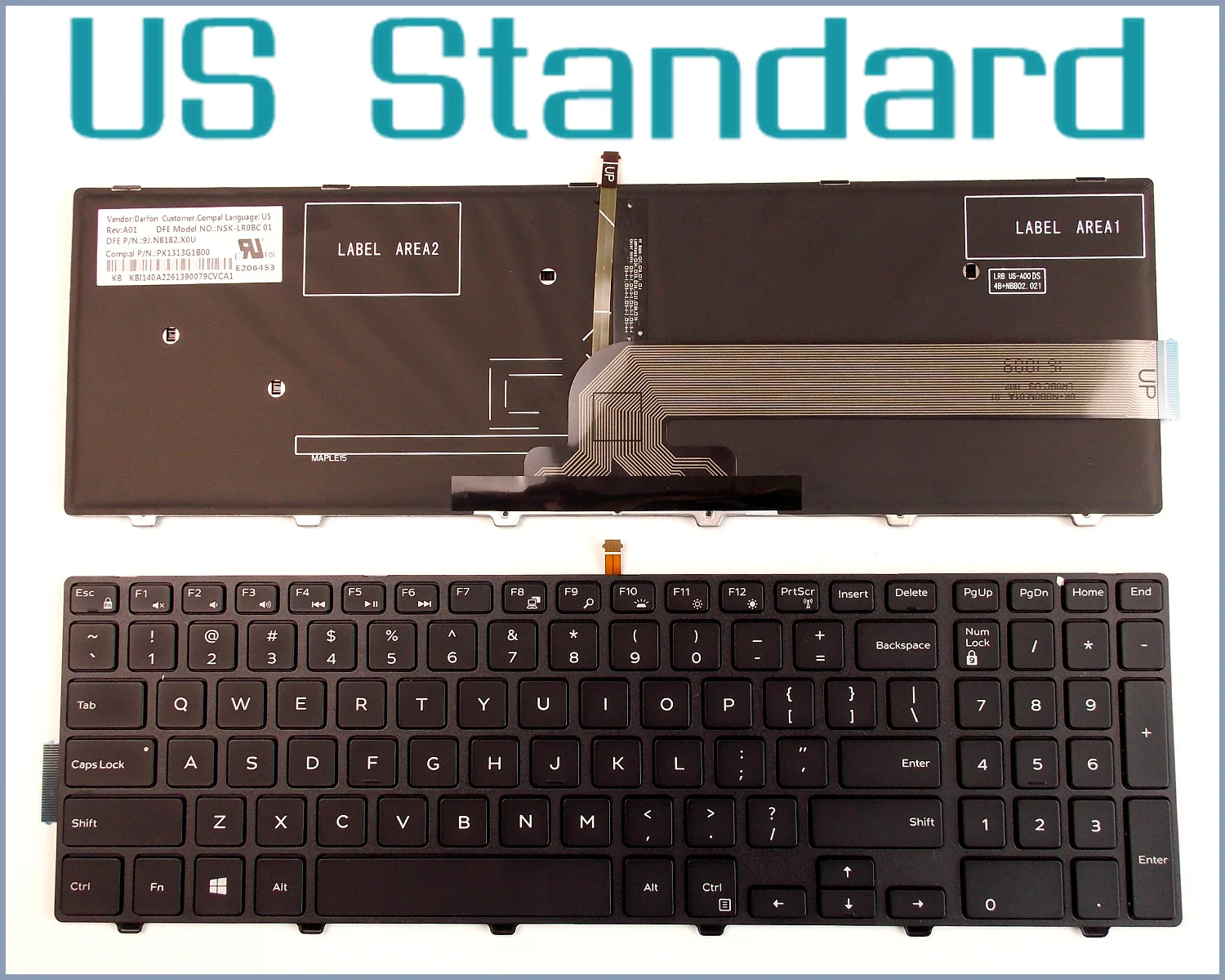 

New Keyboard US English Version for Dell Inspiron 15-5000 5542 15-5545 5547 i5547 3543 15-5547 Laptop Black With frame Backlit