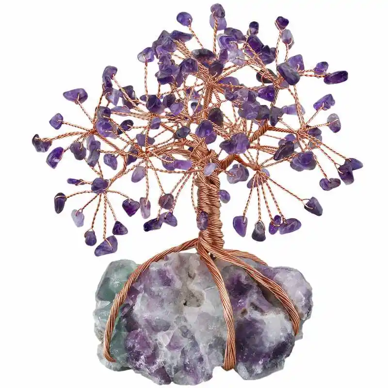 TUMBEELLUWA натуральный кристалл дерево Кристалл кластер база бонсай денежное дерево на удачу богатство домашний офис Декор - Цвет: Amethyst Tree