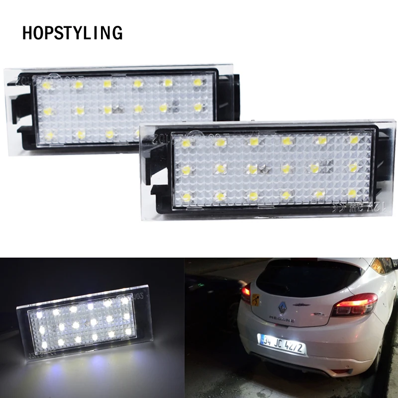 

2pcs Megane 2 Clio Laguna 2 Megane 3 LED Number License Plate Lights Lamp for Renault Twingo Master Vel Satis Xenon White