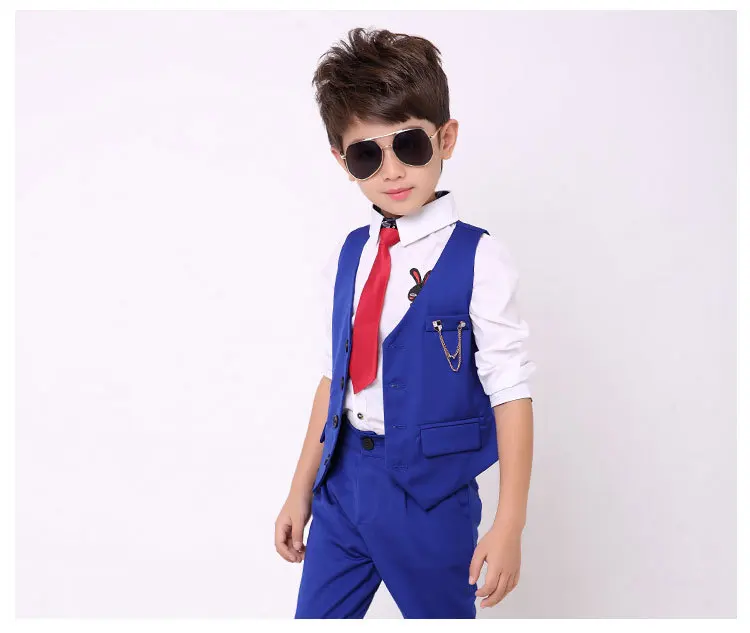 Дизайнерский однотонный деловой жилет+ штаны, Свадебный костюм для мальчиков traje niño KS-2035