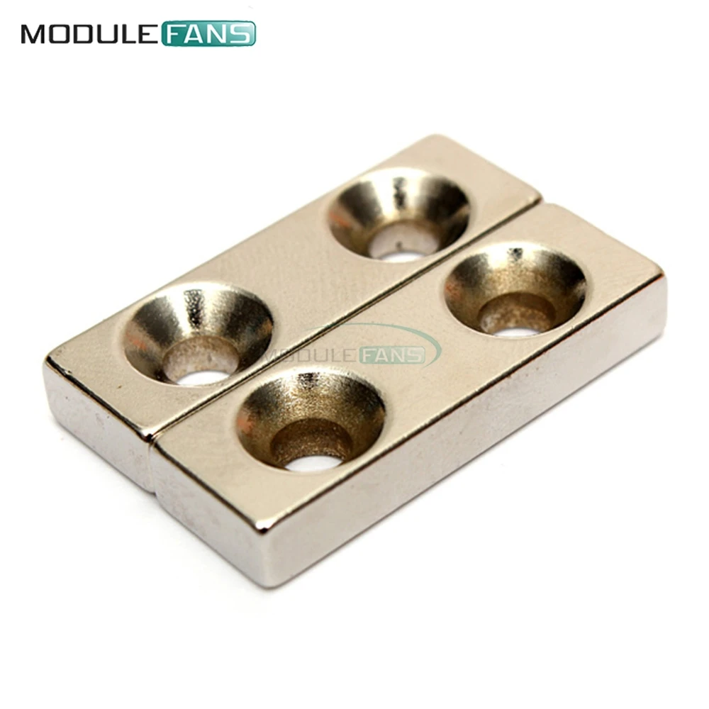 

N35 Strong Block Countersunk Magnet 30x10x5 mm 2 Hole 4mm Rare Earth Neodymium N35 NdFeB Magnet For DIY