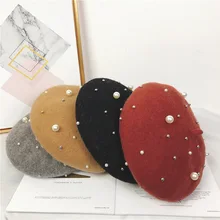 10 шт./партия 01712-duoxiao-жемчуг осень-зима жемчужина Досуг Леди маляр шляпа женские береты Кепка для улицы