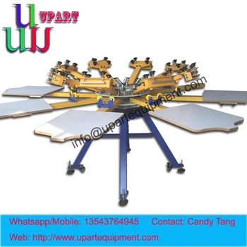 

manual 8 color carousel screen printing machine good register, 8 color t-shirt silk screen printing machine for sale