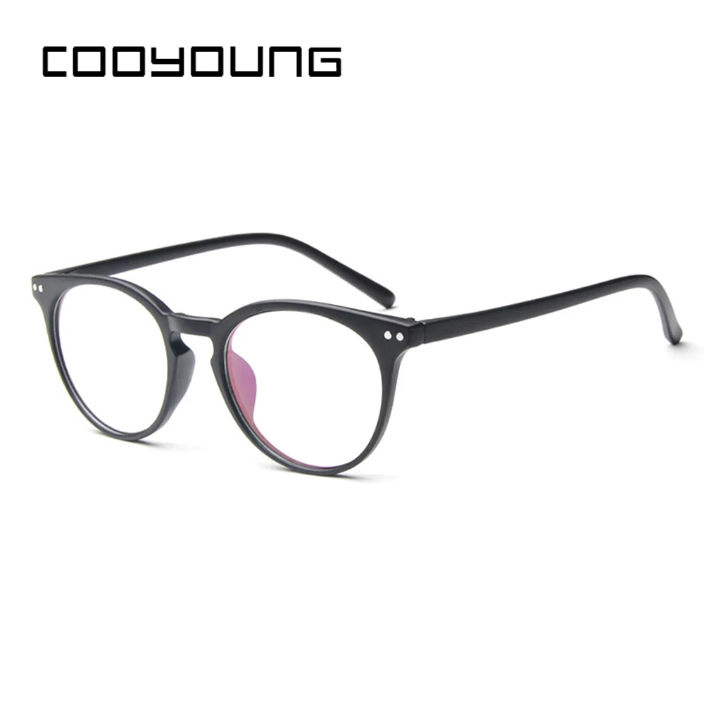 COOYOUNG винтажные круглые оптические очки с оправой, прозрачные компьютерные очки для женщин, очки для близорукости, очки по рецепту - Цвет оправы: C2MatteBlack