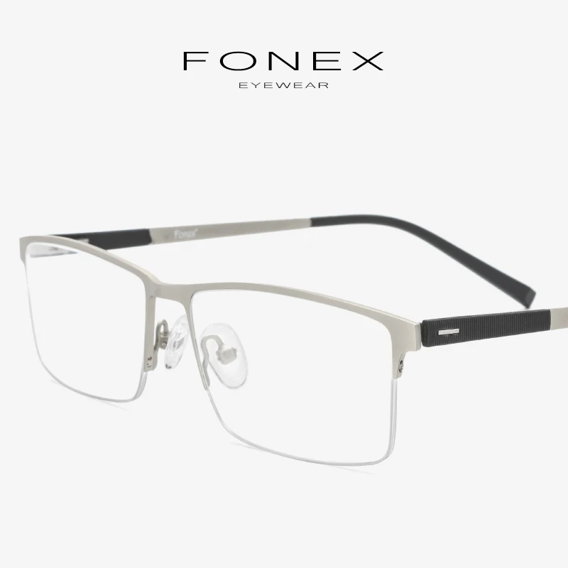 

TR90 Titanium Alloy Eyeglasses Frame Men Semi Rimless Square Myopia Prescription Optical Glasses Korean Screwless Eyewear 8839