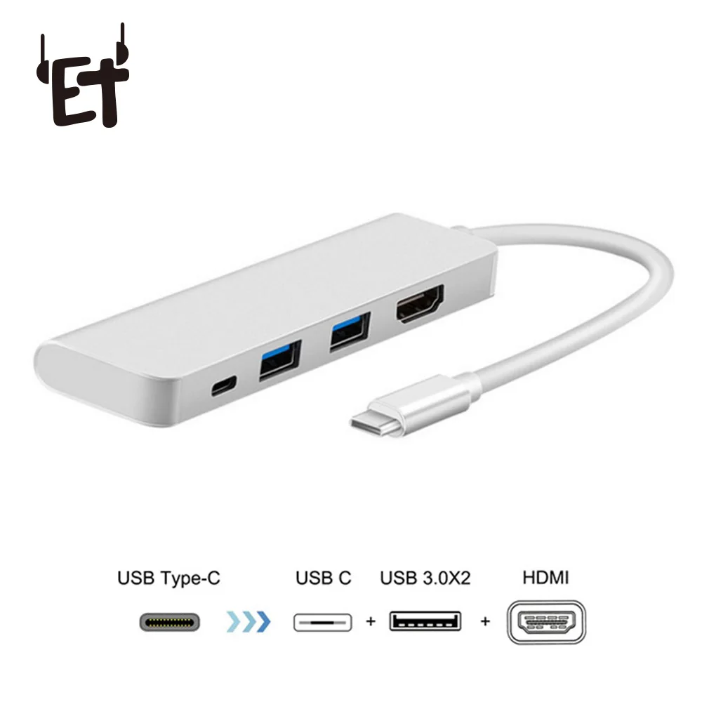 

4 in 1 USB 3.0 Type C Hub to USB 3.0 HDMI PD Adapter Convertor Multifunction Hi-Speed For Macbook Samsung Huawei Matebook Note