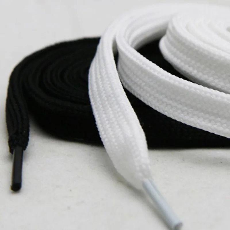 200 Pairs Couble Hhollow Canvas Skateboard Shoelaces Polyester Low Elastic Silk Flat Hollow Double Layer Lace Black White Laces