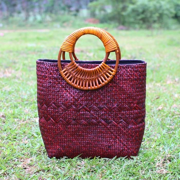 

Handicrafts Natural Environmentally Friendly Womens Bread Thai Edition Handbag Travel Beach Bags Fashion Retro Straw Bags