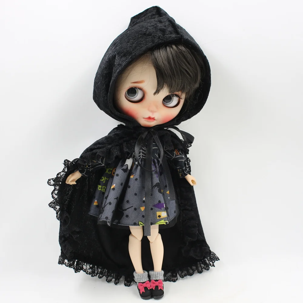 Blyth 1/6 кукла Хэллоуин Черный наряд плащ и маска ледяной Licca
