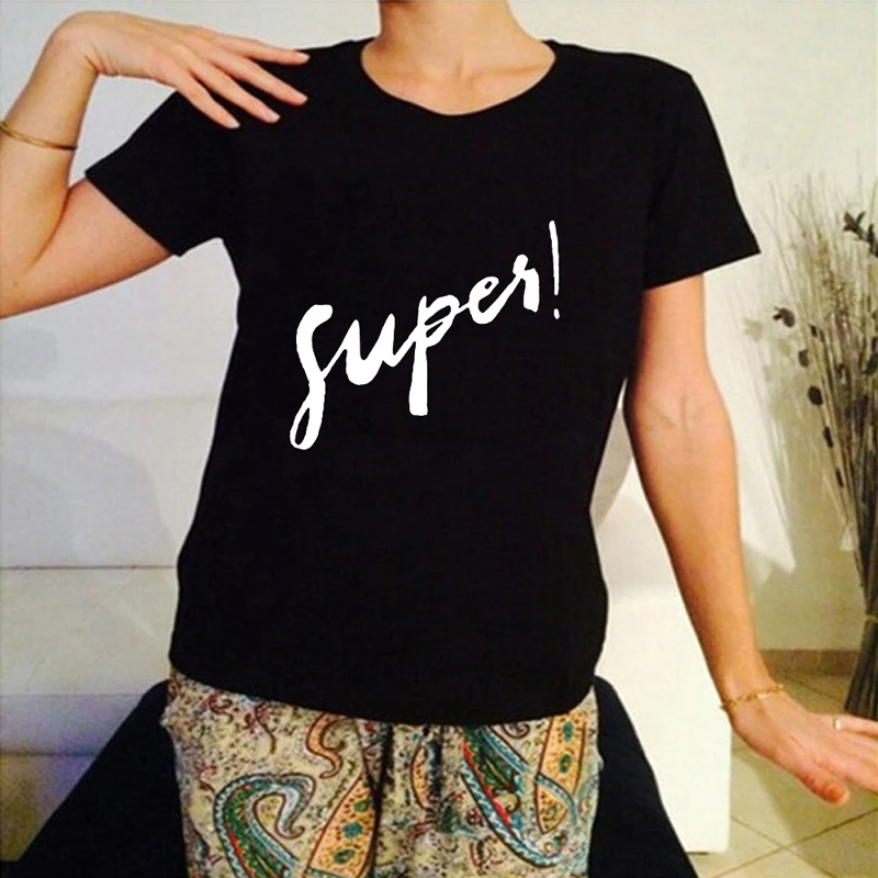 

Fashion 2019 Summer Harajuku T Shirt Women Supes Letter Printed O Neck Tee Tops Casual Couple Clothes T-shirts