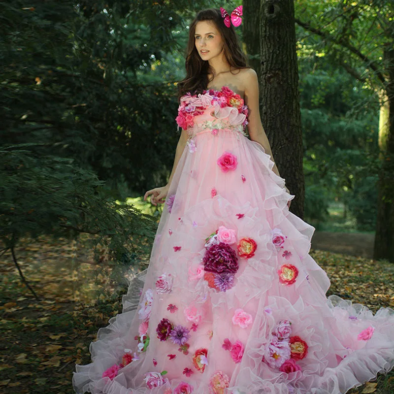 

Colourful Youth Ball Gown Dresses Strapless Off shoulder Sexy Quinceanera Dresses with Flowers Appliques