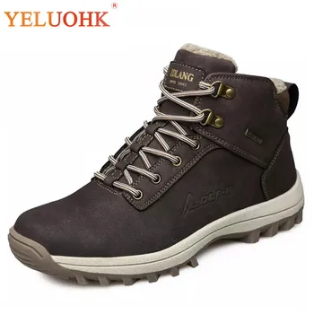 

39-46 Men Boots Plush Warm Winter Boots Men Big Size Anti Skidding Winter Shoes Men Black Brown