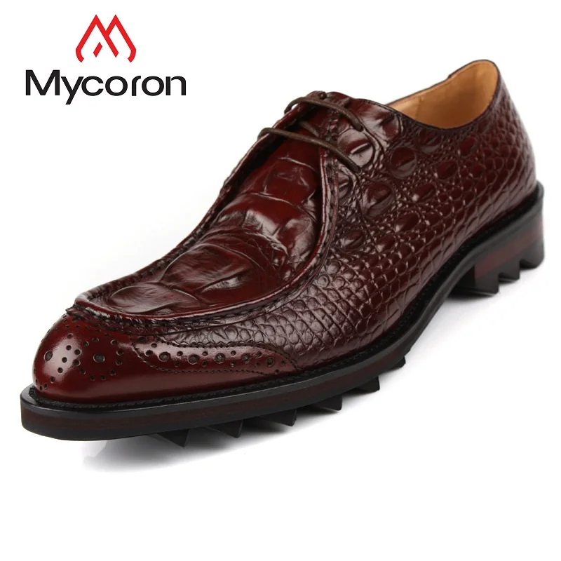 

MYCORON 2019 Fashion Brand Crocodile Pattern Men Shoes Men Business Boots Formal Bottom Slip Shoes Zapatos Para Hombre