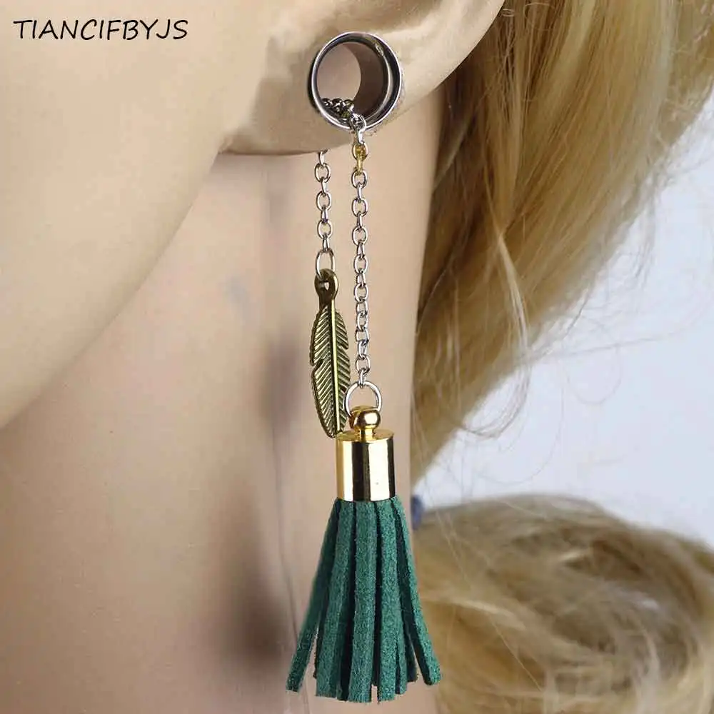 TIANCIFBYJS 1 Pair Dangle Ear Plugs Tunnels Expander Gauges Stretcher