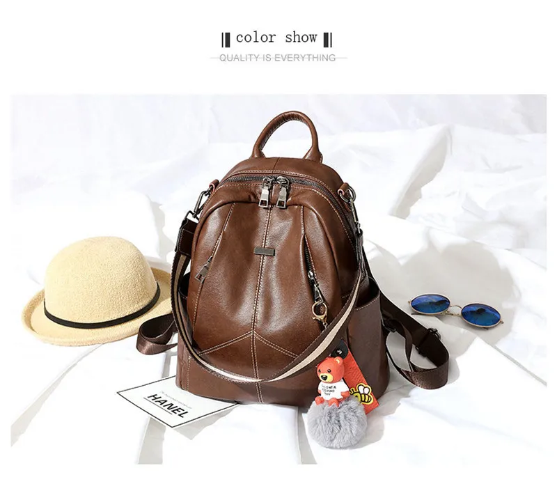 Tide Backpack female new soft leather Korean travel backpack casual fashion large capacity student bag