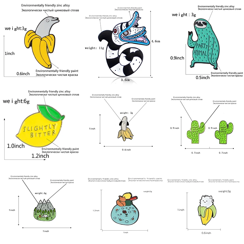 Креативные забавные эмалированные броши в виде животного, растения для женщин, Маленький принц, лиса, Ленивец, нагрудные значки, значки, змея, банан, рубашка, сумка, ювелирное изделие