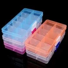 

10 Slots Adjustable Transparent Jewelry Storage Box Ring Earring Drug Pill Beads Portable Plastic Organizer Case Travel Bins