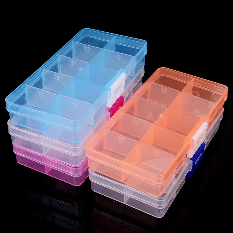 Clear Plastic Jewelry Storage Box Case Craft Organizer Bead Adjustable 15 Grids
