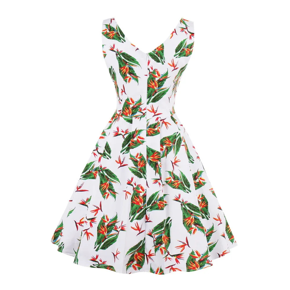 Летнее женское платье Одри Хепберн 50 S Rockbilly Vestidos без рукавов с цветочным принтом