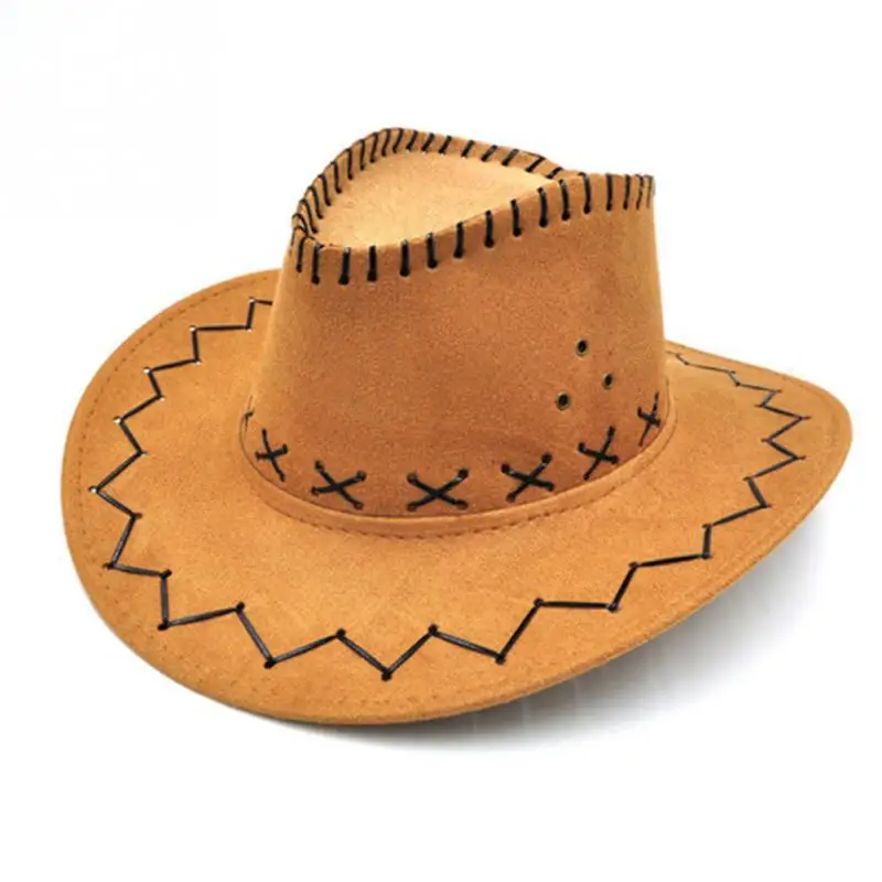 Новое поступление ковбойские шапочки chapeau детская модная ковбойская шляпа для мальчиков и девочек вечерние sombrero кожаные костюмы ковбойские шляпы для женщин - Цвет: Camel