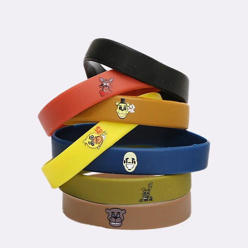 

7pcs FNAF Wristband Five Nights at Freddy's Silicone Bracelet Freddy Fazbear Chica Bonnie Mangle Foxy Pulsera De Silicona