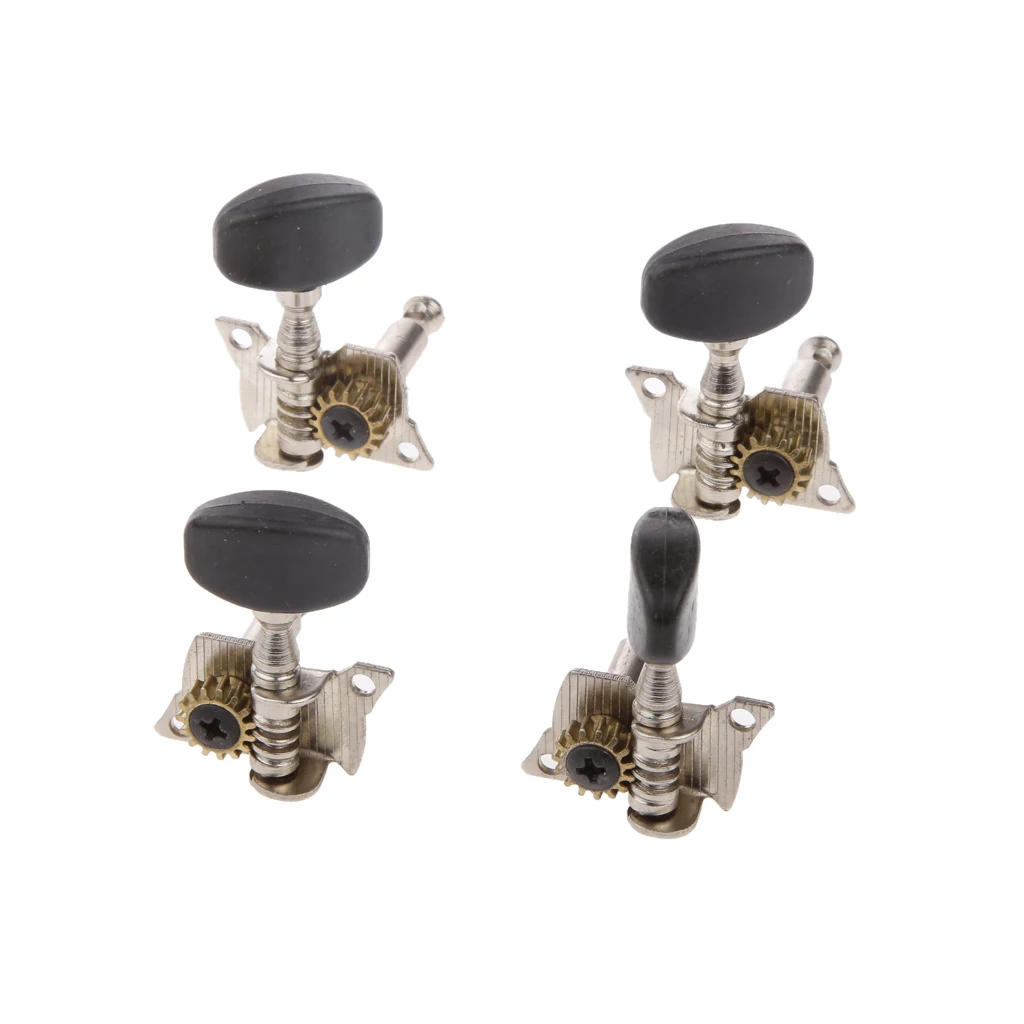 2L 2R Black Ukulele Tuners Machine Head W/ Ferrule Screw For 4 String Guitar Tuning Peg Ferrule & Screw