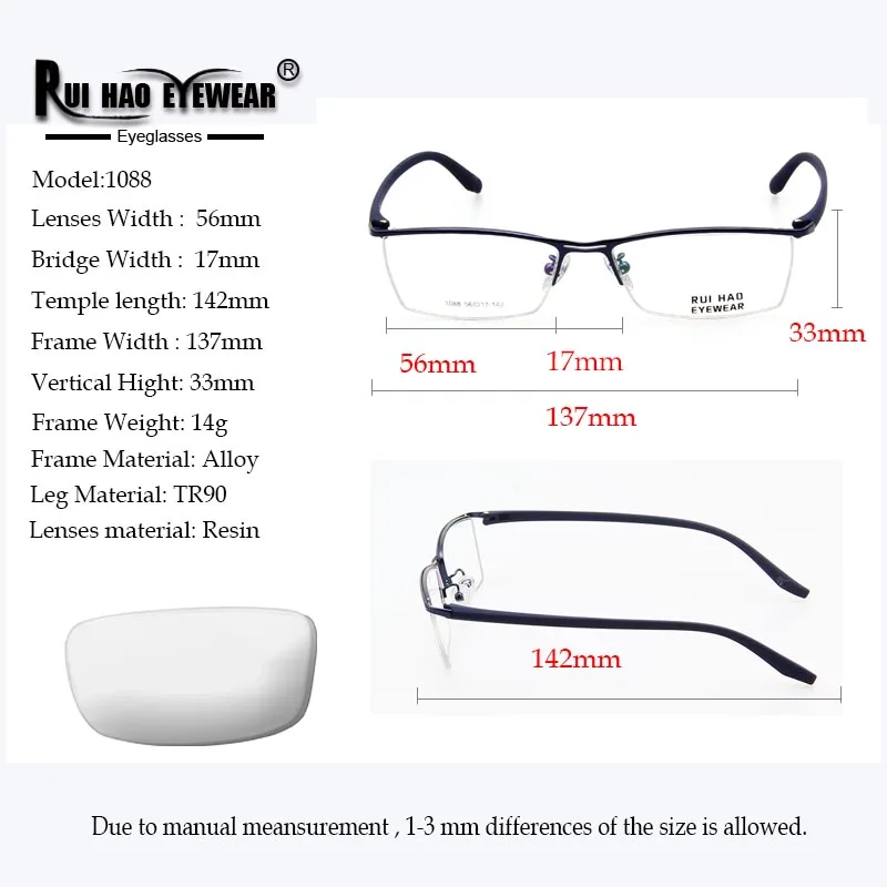 Customize Prescription Eyeglasses Super Light Glasses Frame Clear Resin Lenses Optical Glasses Myopia Progressive Spectacles