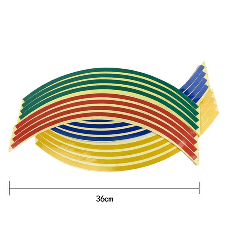 16 шт., светоотражающие наклейки на колеса для мотоцикла, велосипеда, светоотражающие наклейки, лента для обода колеса, наклейка на велосипед, мотоцикл, мото наклейка, s, Стайлинг автомобиля - Цвет: colorful
