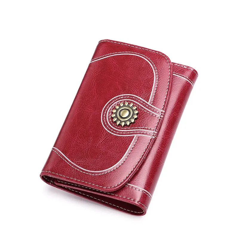 

New Flower Design Wallet Women Brand Coin Pocket Purse Female Small Short Lady Wallet Genuine Leather Card Holder Clutch Wallet