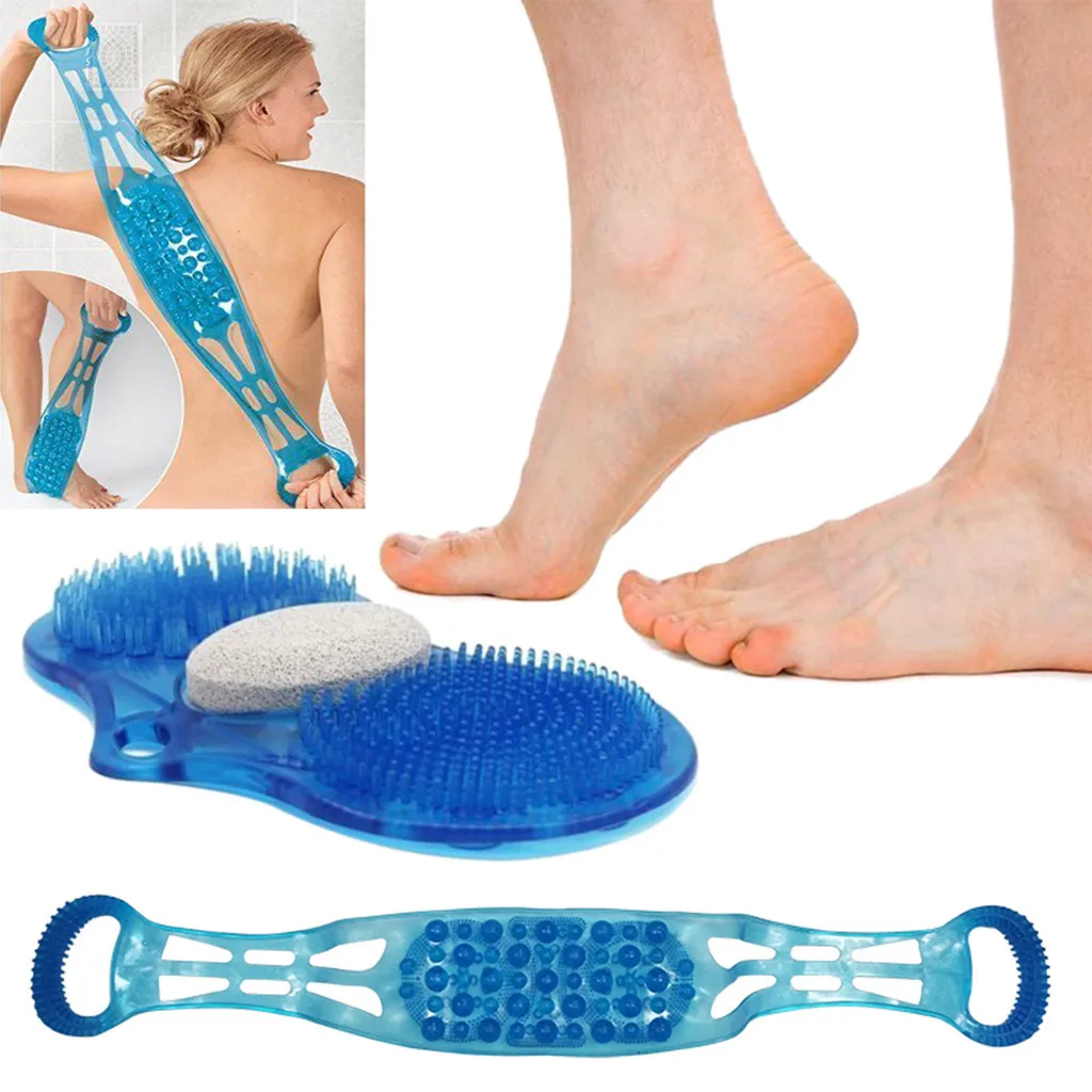 

2PCS set Dual Sided Back Scrubber Body Massage Brush Bathroom Mats Foot Mass Shower Strap Body Washer Bath Cleaning Tool #XTN