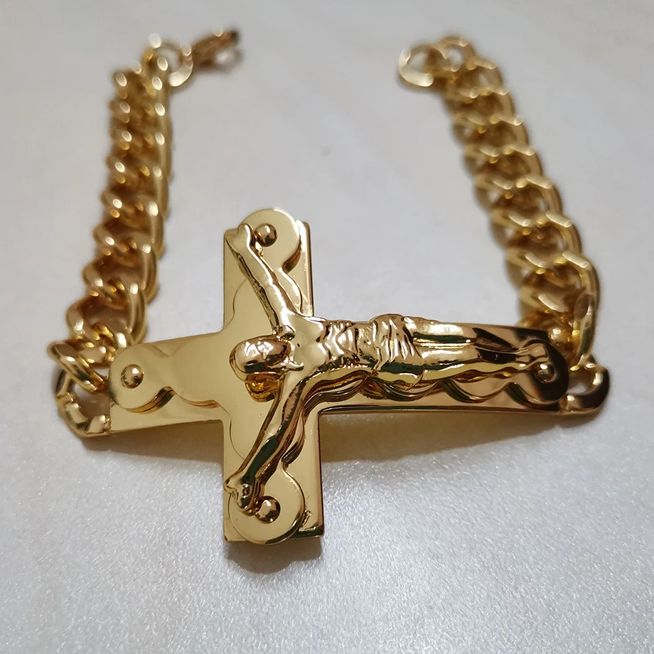 Браслет мужской из нержавеющей стали с изображением Иисуса и Креста|bracelets for|chain