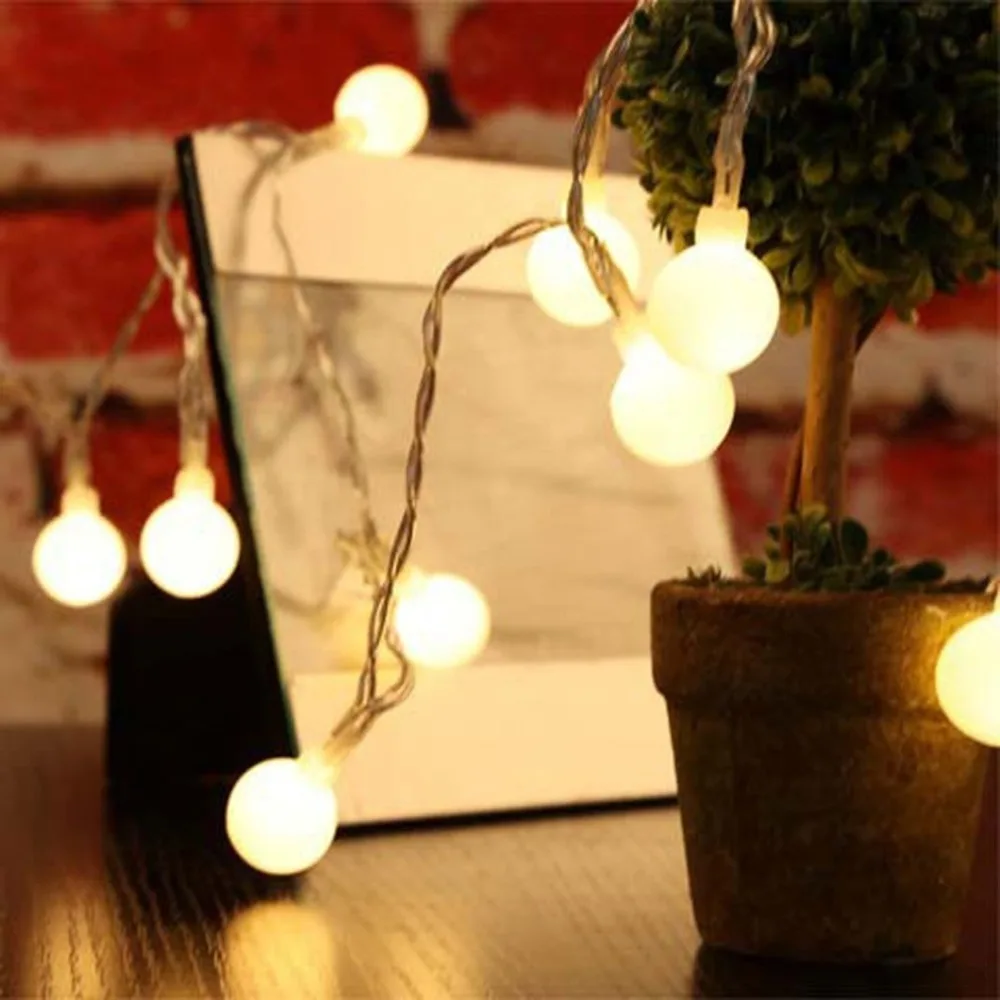 4m 40LED String Lights Bubble Ball Shape Festival Wedding Party Decor Lighting Strings Waterproof 3 Modes 3Colors Battery Power | Освещение