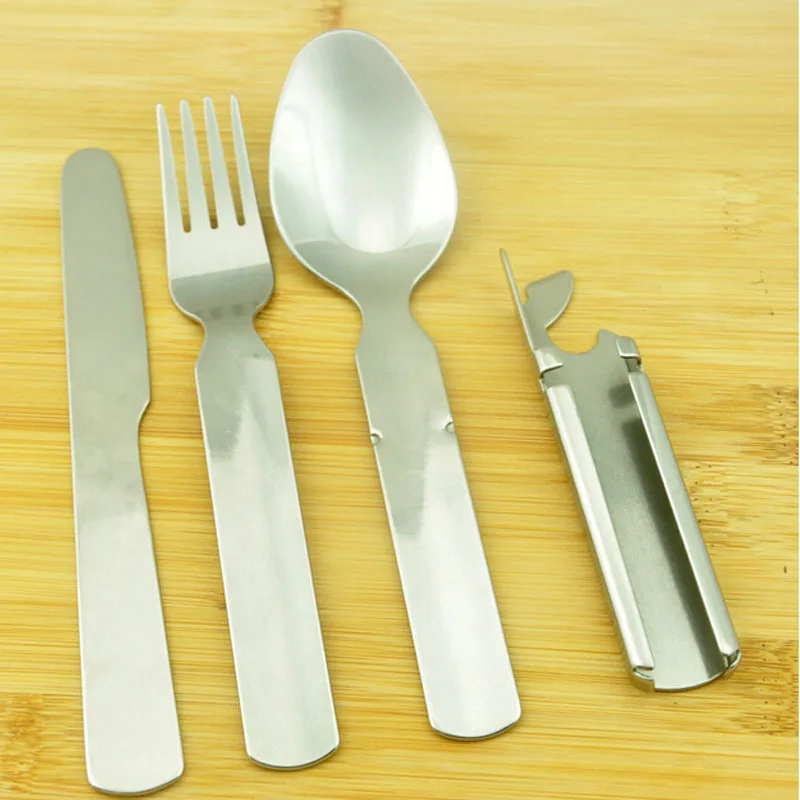 Al aire libre EDC portátil tenedor cuchara cuchillo campamento cuchillería utensilios vajilla set senderismo supervivencia Kit abrelatas Picnic accesorio